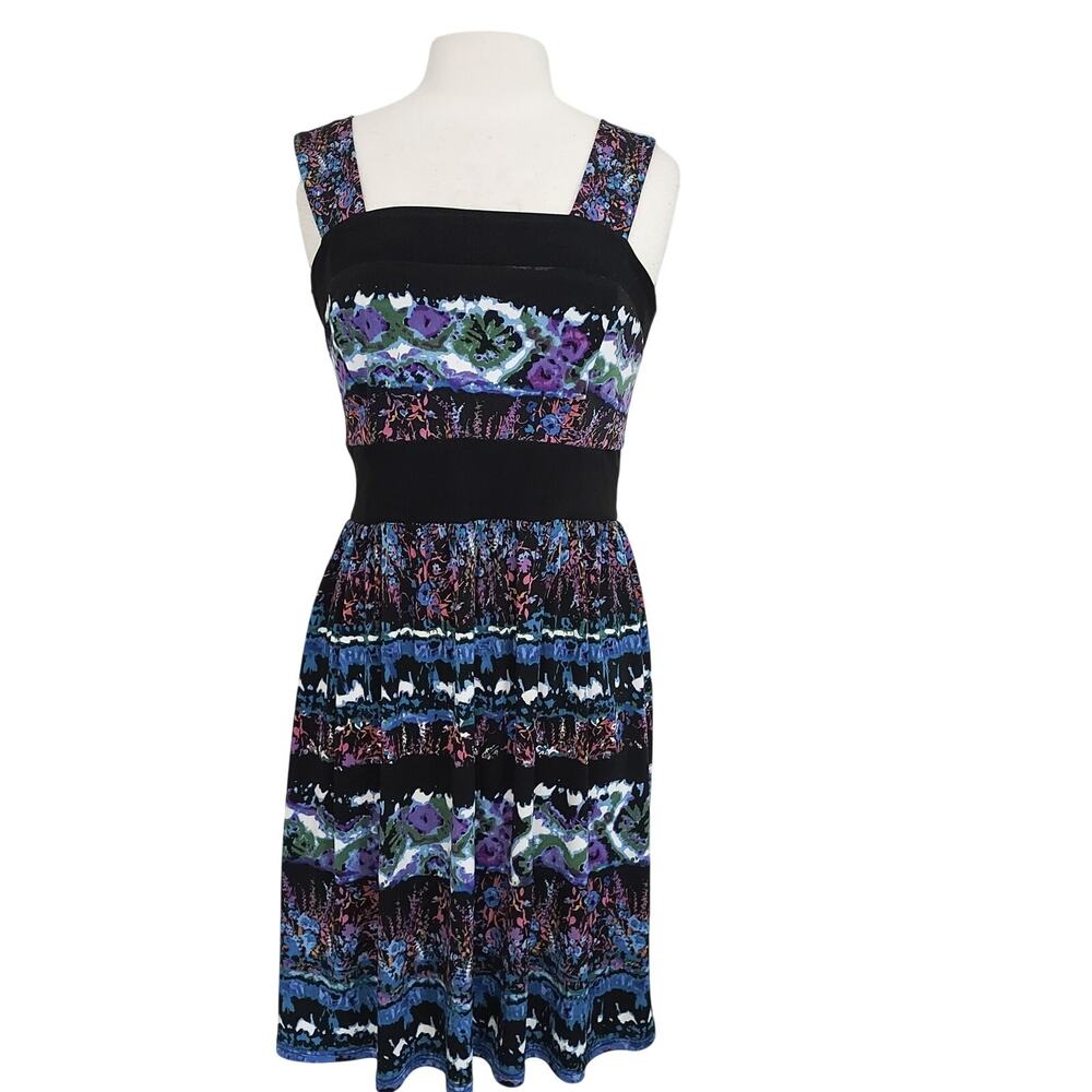 Tiana B. Black Boho Paisley Print Sleeveless Casual Knee Length Dress Size M